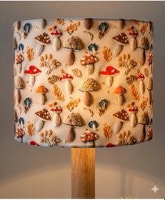 Resim Mantar Desenli Kumaş Lambader Başlığı Sadece Başlık Çok Renkli 