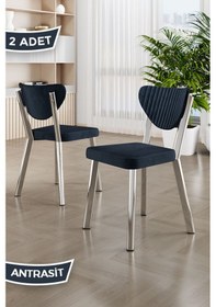 Resim Canisa Arfe Serisi 2 Adet Antrasit Mutfak Sandalyesi Krom Kaplama Metal Ayak 1. Sınıf Babyface Kumaş Antrasit Sandalye Ayaklar Krom 