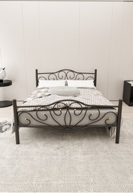 Resim FANO Lale Ferforje Karyola Siyah Çift Kişilik Metal Yatak 140x190, 140x200, 150x200, 160x200 
