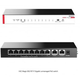 Resim Magic BS210T-P, 10 Port, GigaBit, 8 Port PoE, 57W, +2 Port GigaBit Uplink, Metal Kasa, Yönetilemez, Masaüstü Switch 