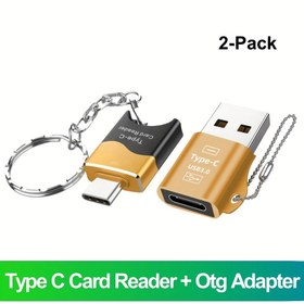 Resim USB-C ve USB 3.0 OTG adaptörlü 2'li kart okuyucu, iPhone 15, Samsung S23 S22 S21 S20, Xiaomi, Huawei ile uyumlu Tip C TF kart okuyucu - Pil olmadan 2TB'a kadar depolama kapasitesini destekler 