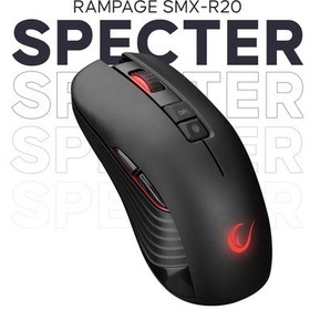 Resim Rampage SMX-R20 Specter Kablosuz Siyah Gökkuşağı Renk Ledli Şarjlı Gaming Oyuncu Mouse Modern Tasarım 