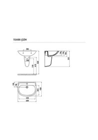 Resim Creavit Sd060 Sedef Yarım Ayak Lavabo 45 x 60 CM Beyaz 