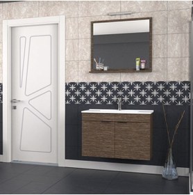 Resim BIANI Fix Arya 85 Cm Banyo Dolabı Renk Aybe Kahve 