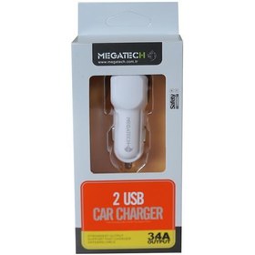 Resim Megatech T05 2Usb 3.4A Beyaz Araç Çakmaklık Şarj Cihazı 