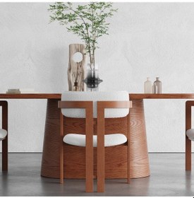 Resim Barocco İtalyan Still Oval Ahşap Yemek Masası 100x180 Açık Ceviz 