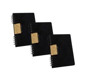 Resim 2024 209-bgk 17x24 Spiralli Sert Kapak Ajanda 3'lü Set Siyah Siyah 
