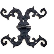 Resim Skygo Antika Tarz Dekoratif Pirinç Süslü Menteşe - 100x90 mm, Oksit 