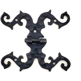 Resim Skygo Antika Tarz Dekoratif Pirinç Süslü Menteşe - 100x90 mm, Oksit 