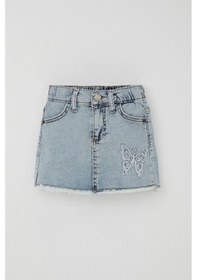 Resim Breeze Kız Çocuk Jean Etek Kelebek Nakışlı Düğme Detaylı 1.5-5 Yaş, Açık Mavi Açık Mavi 