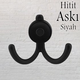 Resim Badem10 Hitit Askı Askılık Metal Siyah Vestiyer Duvar Askısı Dolap Elbise Askılığı 