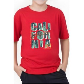Resim Panios Kids 1976 Cali Baskılı Erkek Çocuk Yuvarlak Yaka Kısa Kollu T-shirt Kırmızı 