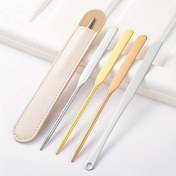 Resim Paslanmaz Çelik Makyaj Karıştırma Spatulası - Parfümsüz, Tırnak Sanatı & Fondöten Karıştırma için Çok Amaçlı 