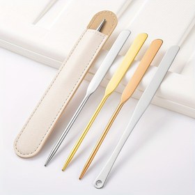 Resim Paslanmaz Çelik Makyaj Karıştırma Spatulası - Parfümsüz, Tırnak Sanatı & Fondöten Karıştırma için Çok Amaçlı 