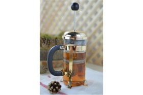 Resim Feyza Design Cam French Press, Bakır Detaylı Çelik Kaplama, 350ML - Şık ve Kullanışlı 