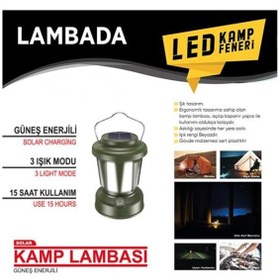 Resim Lambada Kamp Lambası Feneri Güneş Enerjili 