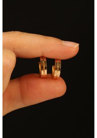 Resim Çgk Çiğdem Gürel Kuyumculuk Çgk 8 Ayar Altın Ajda 2 Sıra Halka Küpe Yaldız 