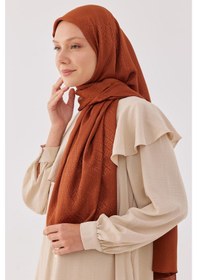 Resim Mirsoy Scarf Halka Desen Parlak Jakar Şal - Bakır Bakır 