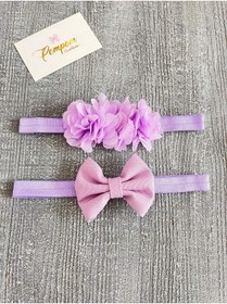 Resim pempem bandana kız bebek frida bandana ve keten fiyonk bandana renk seçenekli 2 li set 