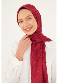 Resim Mirsoy Scarf Zikzak Desen Parlak Jakar Şal - Vişne Çürüğü Vişne Çürüğü 