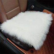 Resim Beyaz Suni Yün Peluş Kare Koltuk Minderi, Yumuşak Polyester Elyaf Araba Koltuğu ve Kanepe Minderi, Hafif, Sıkıştırılabilir, Taşınabilir, Kaymaz, Katlanabilir, Yıkanabilir Ev Kullanımı İçin Oturma Odası, Yatak Odası, Çalışma, Pencere Önü - 1 Adet 