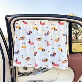 Resim 1 Adet Sevimli Panda Araba Güneşlik Perdesi - Açık Mavi Polyester, Isı Yalıtımı & UV Koruma, Sevimli Panda Baskılı Bambu Tasarım, Kolay Temizlenebilir, Yazlık Gizlilik Pencere Örtüsü Arabalar İçin, Panda Araba Aksesuarları 
