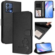 Resim Motorola Moto Edge 30 Fusion İçin Telefon Kılıfı Pu Deri Rfıd Engelleme Mıknatıslı Kartlık Tutucu Kickstand Flip Folio 