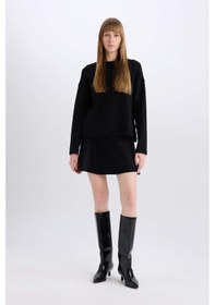 Resim DeFacto A Form Volanlı Triko Mini Etek E5564AX24CWBK81 Siyah 