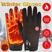 Resim Erkek & Kadın Kışlık Termal Dokunmatik Ekran Eldivenleri - Rüzgar Geçirmez Kalın 0.5cm Polar Astar, Kaymaz Tutuş & Fermuarlı Kapanış, Kayak & Snowboard için Termal 