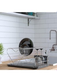 Resim Teknotel İki Katlı Kalpli Tabaklık Bulaşıklık Krom+Siyah Kb011 Siyah 