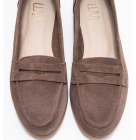 Resim Luvishoes F02 Vizon Süet Hakiki Deri Kadın Loafer Ayakkabı Vizon 