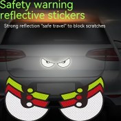 Resim Motosikletler, Bisikletler ve Arabalar için 2-Pack Karikatür Yansıtıcı Sticker'lar - Arka Güvenlik Uyarı Dekalleri, Büyük Gözlerle Orijinal Otomobil Sticker'ları, Dayanıklı Malzeme 