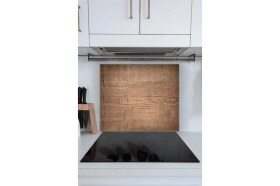 Resim Saban 60X70 cm Koyu Ahşap Desenli Cam Ocak Arkası Koruyucu 