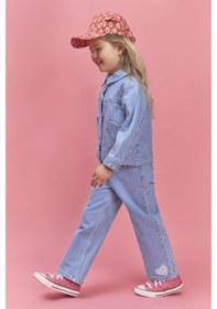 Resim Defacto Kalp Patchli Pamuklu Pantolon Kız Bebek H0368A526SM 