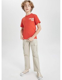 Resim DeFacto Erkek Çocuk Kargo Cepli Düz Paça Gabardin Pantolon B5924A824SPBG732 