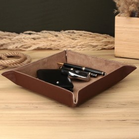 Resim Onywatch Gerçek Deri Vale Tepsi Set Valet Tray Saat Saklama Kutusu Çoklu Rolex Kutusu Ofis Düzenleyici Ofis Organizer Watch Box Yatakbaşı Tepsisi 
