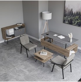 Resim Lagomood İrony Maxi İki Koltuklu Ofis Takım Antrasit Ceviz 