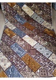Resim Venüs Kilim Desenli Yıkanabilir Kaymaz Taban Dört Mevsimlik Salon, Banyo, Balkon, Genç Odası Kesme Halı Bej & Siyah 