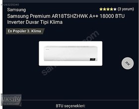 Resim KARŞIYAKA AKSOY İLETİŞİM SAMSUNG 18.000 KLİMA 