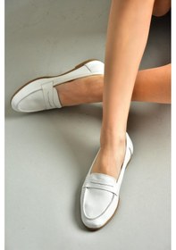 Resim Fox Shoes S291070003 Beyaz Hakiki Deri Düz Babet Beyaz 