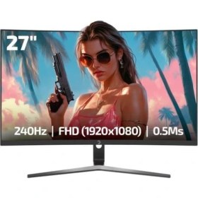 Resim Gamepower Vivid V60 27" 240 Hz 0.5 ms (DP+HDMI+USB) FHD FreeSync & G-Sync 1500R HDR Siyah RGB Curved Gaming Monitör 