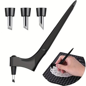 Resim 360 Derece Hassas El Sanatları Aracı Seti, 3 Değiştirilebilir Bıçak (15°/30°/45°) - Siyah Plastik, Paslanmaz Çelik El Sanatları Bıçağı, Scrapbooking, Model Yapımı ve Detaylı Çalışma İçin El Sanatları Aracı Seti|Hassas El Sanatları|Dayanıklı El Sanatları Bıçağı, El Sanatları Malzemeleri 