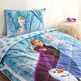 Resim TAÇ Disney Frozen Winter Standart Pamuk Nevresim Takımı, Mavi, Tek Kişilik 