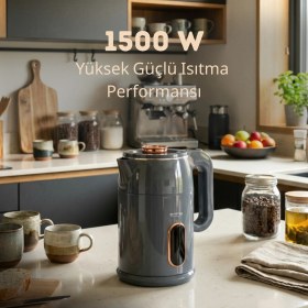 Resim Evona Kettle Gri Su Isıtıcısı 1.8 litre Kapasite & Paslanmaz Çelik & LED Gösterge Işıklı Caldera 