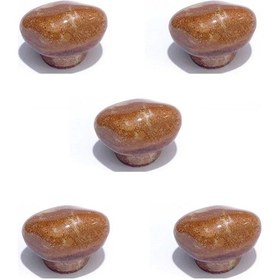 Resim 5 Adet Porselen Koyu Kahverengi Taş Düğme Tek Vidalı Mobilya Kulp 