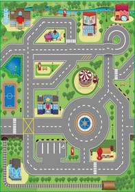 Resim Kaymaz Tabanlı Ince Yıkanabilir Çocuk Halısı Trafik Çok Renkli 