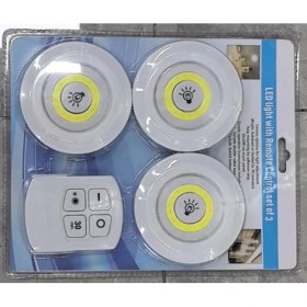 Resim Daders Home H3 Cob Uzaktan Kumandalı Üçlü Spot Lamba Pilli Dolap Altı Spot Günışığı 