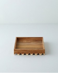 Resim English Home Akasya Dekoratif Tepsi 25x25x5 Cm Koyu Kahverengi 