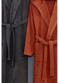 Resim 2li Kapüşonlu Bornoz Doğa Antrasit - Kiremit L/xl Antrasit - Kiremit 