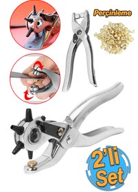Resim Badem10 Kemer Deri Delme Pensesi Metal 2'li Set 6 Farklı Boyutta Delici Delik Açıcı Perçin Perçinleme 